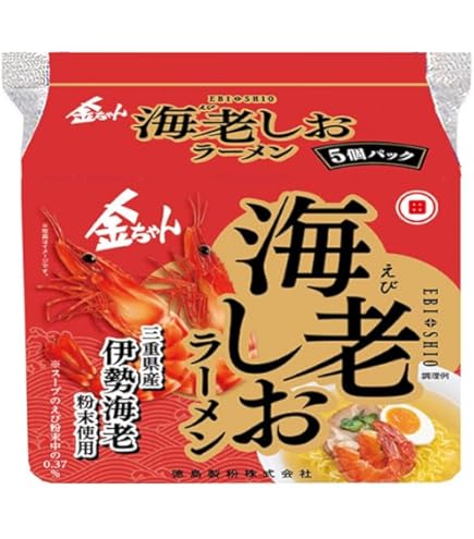 Amazon.co.jp: 徳島製粉 金ちゃん海老しおラーメン 5食パック×6袋入